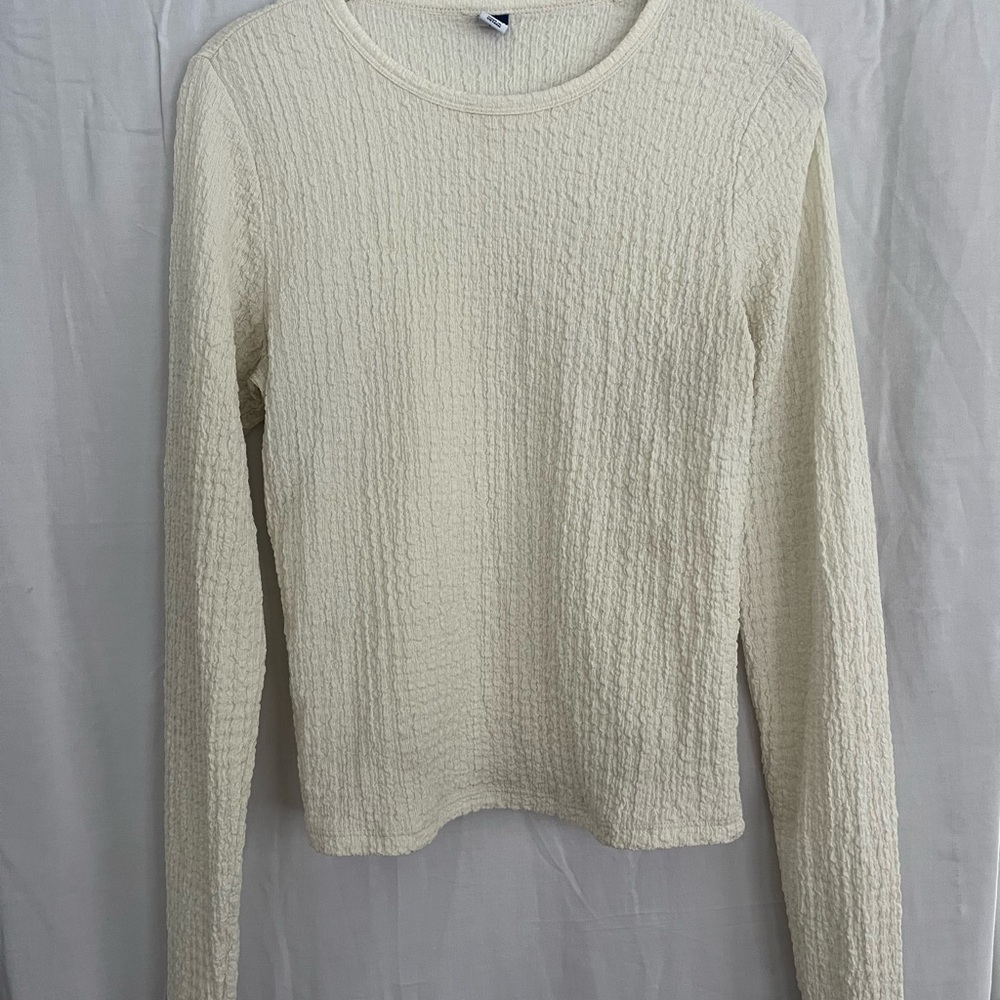 Old Navy Off-White Textured Long Sleeve Tee